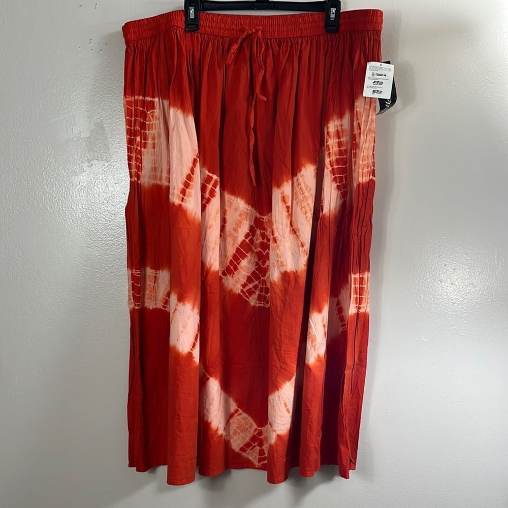 Studio West Orange Tie Dye Midi Women's Skirt Size 3X